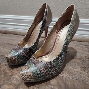 BCBGENERATION Multicolored Snakeskin Heels